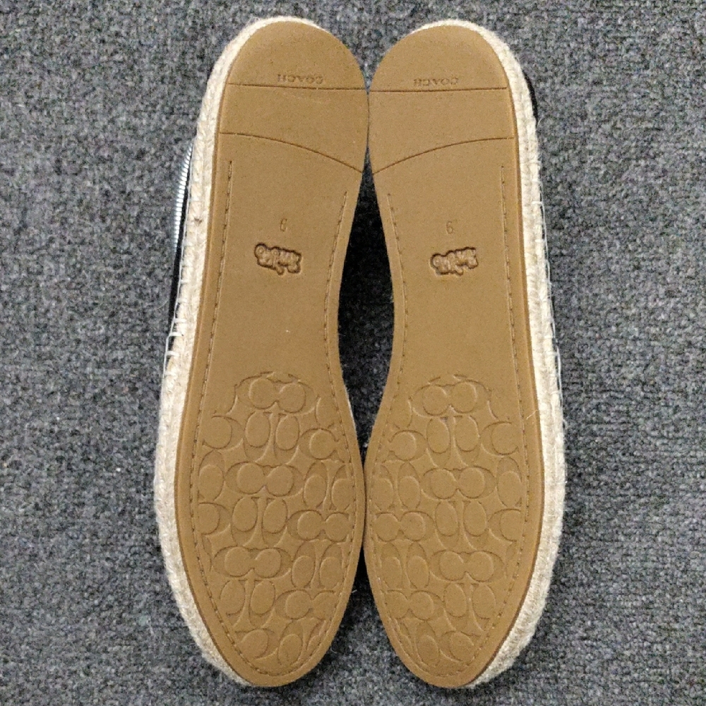 Coach "Carley" Signature Black Leather Espadrille Flats #C6763 - Picture 12 of 12